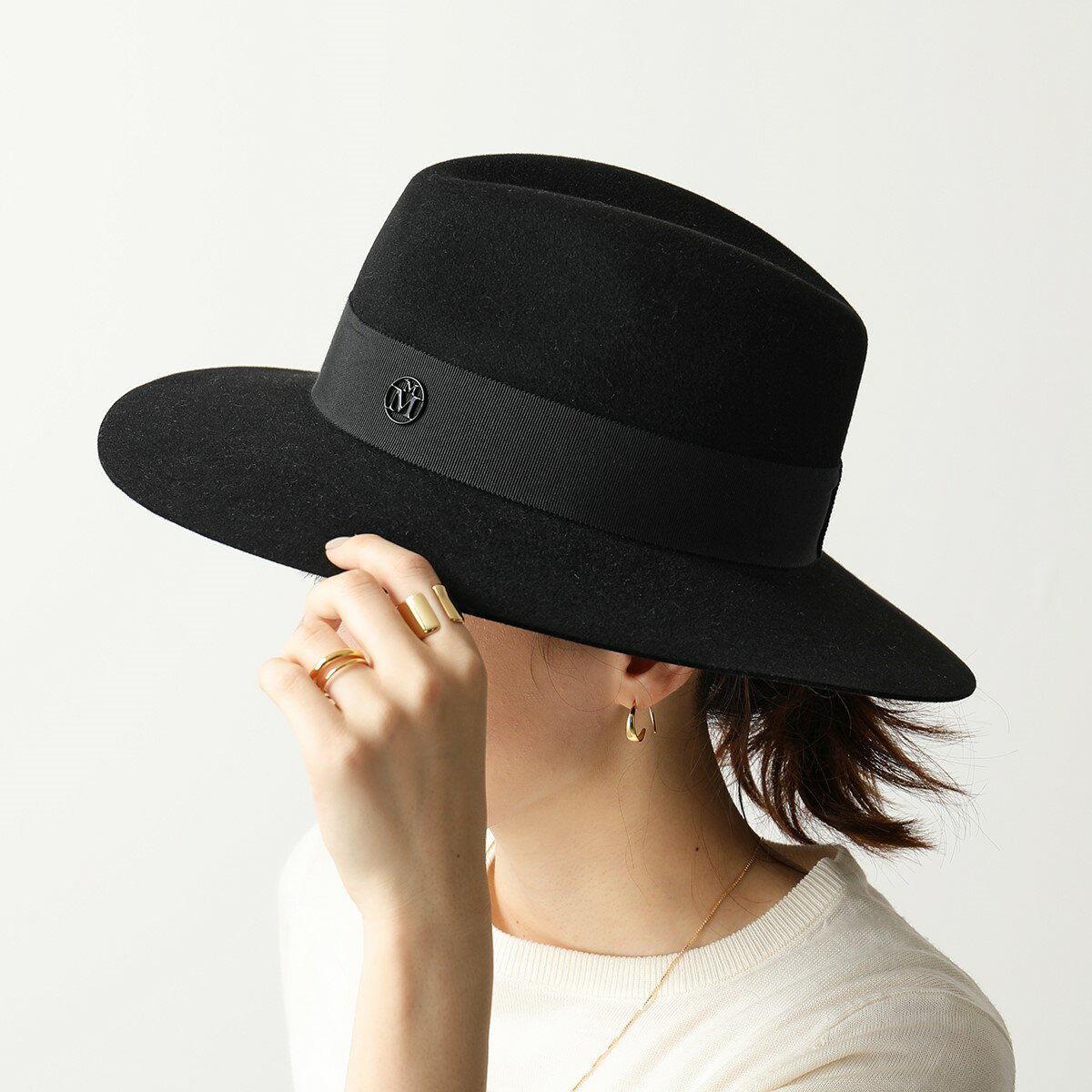 Maison Michel メゾンミッシェル 1002001001 HENRIETTA HAT フェルトハット 帽子 BLACK レディースのサムネイル