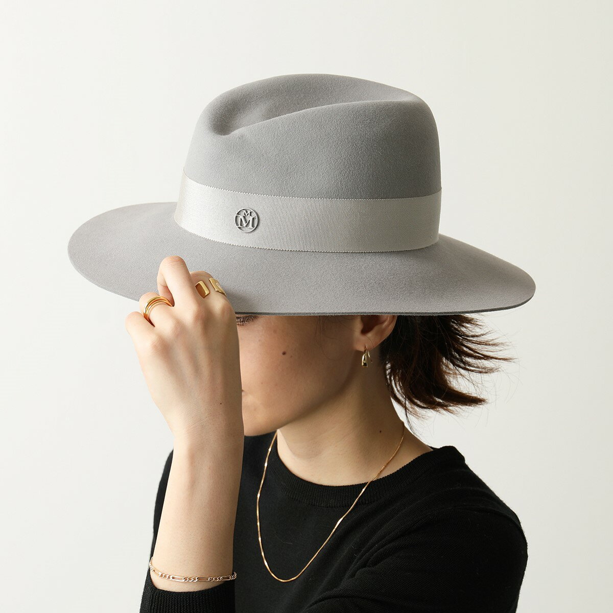 Maison Michel メゾンミッシェル VIRGINIE HAT 100 1046003 フェルトハット 帽子 PEARL-GREY レディースのサムネイル