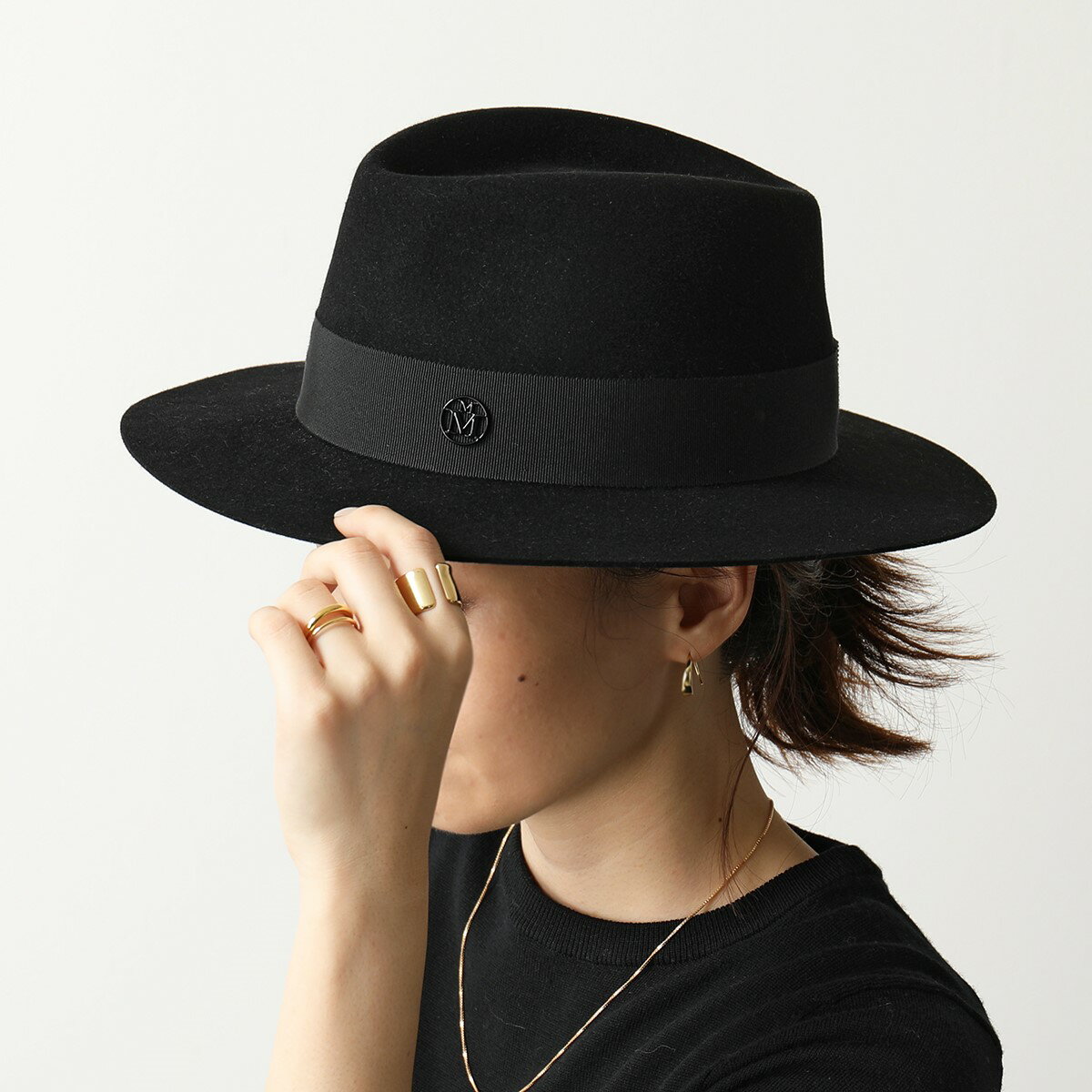 Maison Michel メゾンミッシェル 1003 001 001 ANDRE HAT フェルトハット 帽子 BLACK レディースのサムネイル
