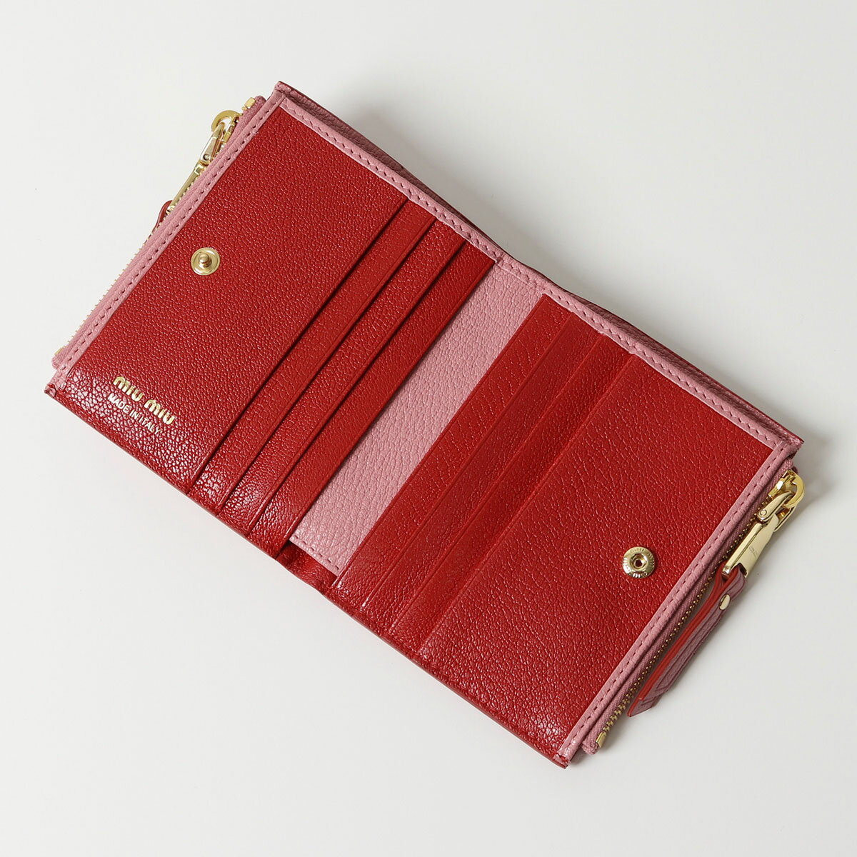 【エントリーでポイント4倍対象!24日23時59まで】MIUMIUミュウミュウ5ML0242BC3F0028レザー二つ折り財布ミニ財布豆財布ハートROSAレディース