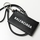 BALENCIAGA バレンシアガ 594548 1IZI3 1IZ43 レザー コイン&カードケース ネックストラップ付き ネックポーチ フラグメントケース 1090/BLACK/L-WHITE メンズ【po_fifth】