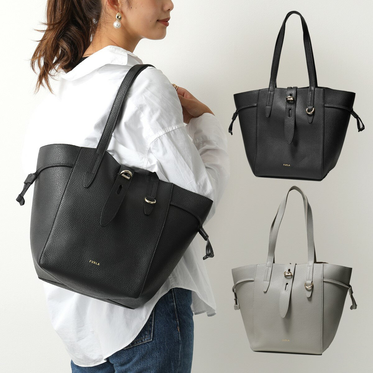 【エントリーでポイント最大19倍！6月15日限定】Furla フルラ 1045292 BZT0 HSF NET M TOTE ネット レザー ホーボーバッグ トートバッグ NERO 鞄 レディース