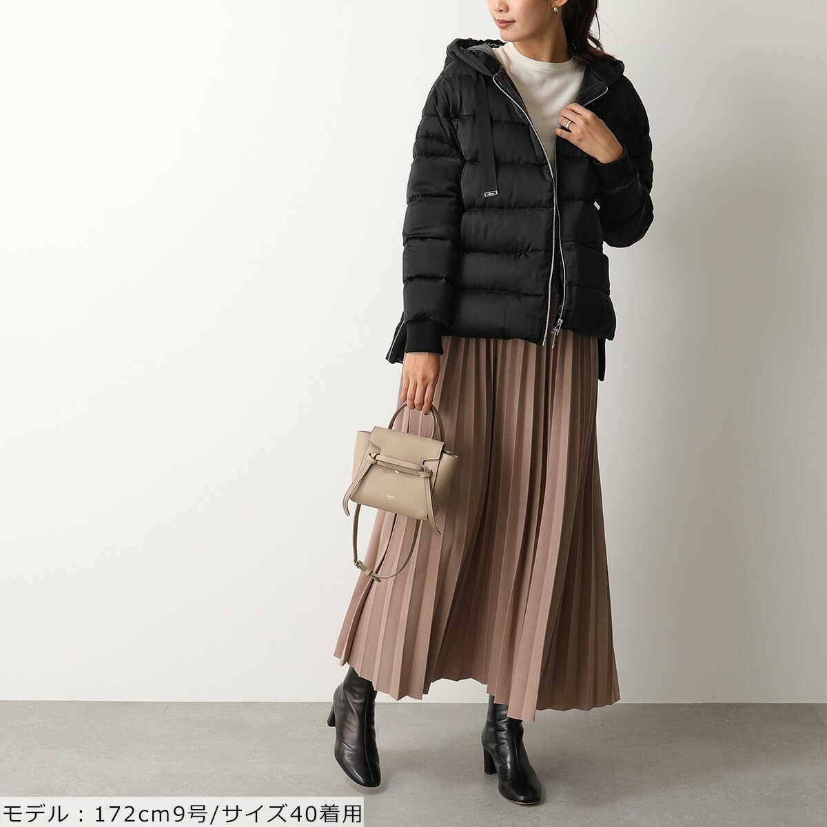 HERNO ヘルノ PI059DR 12348 Resort リゾート ショート丈 ダウンジャケット リブ袖ニット ブルゾン フード フーディ スリット 9300 レディース