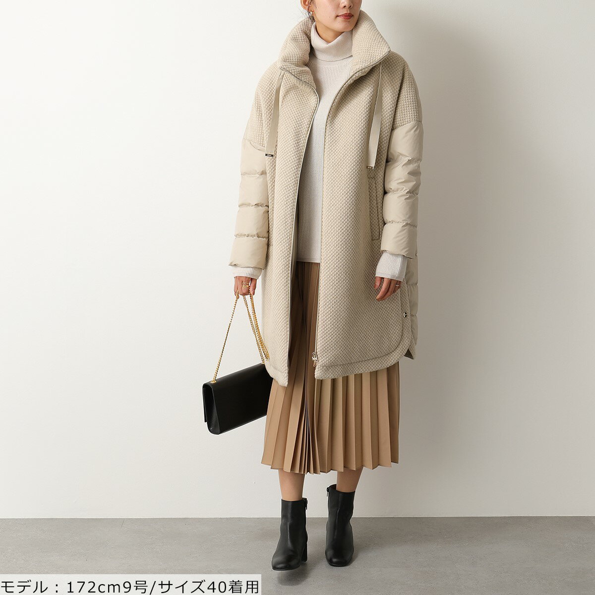 HERNO ヘルノ PI1156D 33220 ダウンコート ダウンジャケット ウール切り替え スリット 1985 レディース