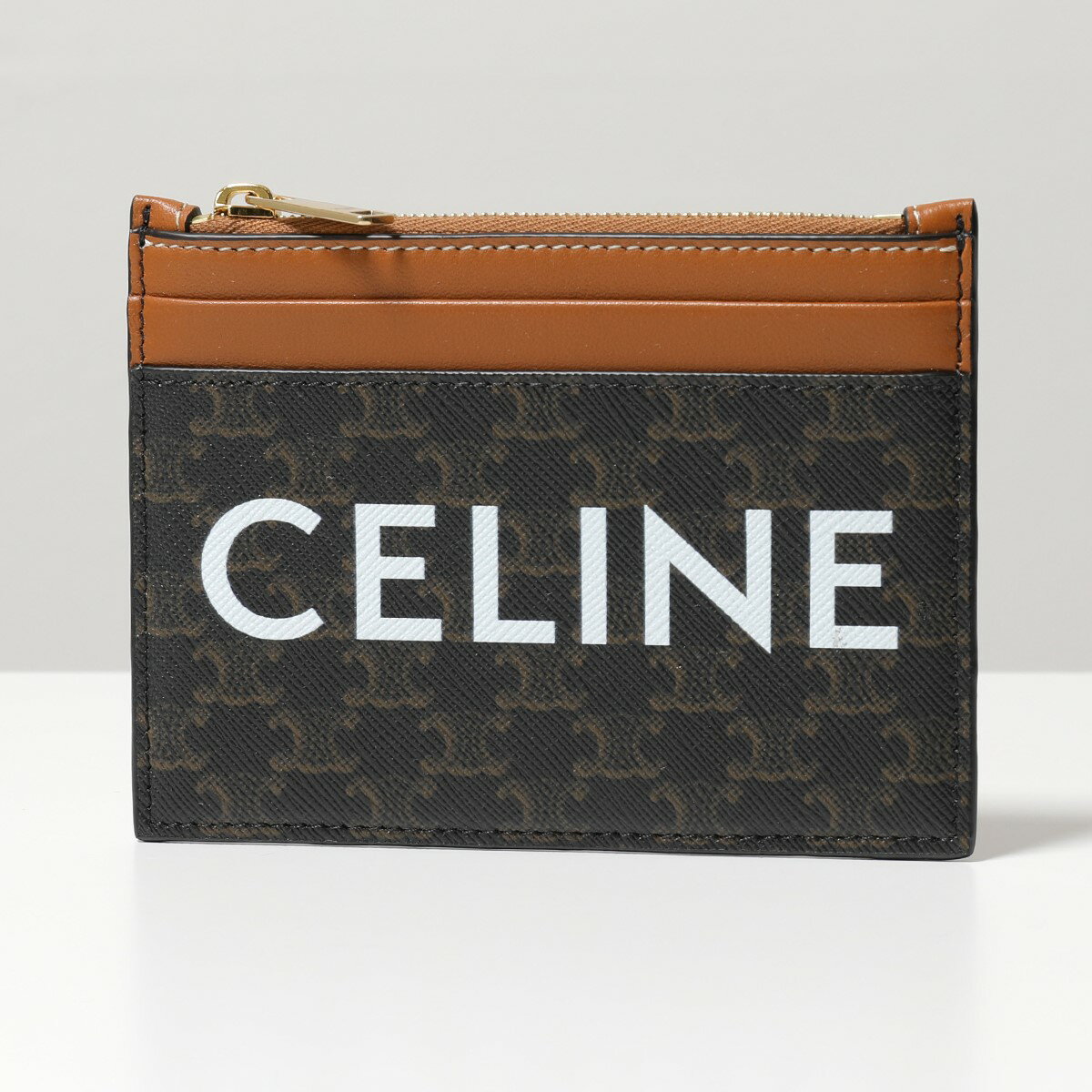 CELINE セリーヌ 10F672CQ6.04LU レザー カードケース コインケース 小銭入れ ミニ財布 フラグメントケース ロゴ トリオンフ Tan メンズ レディースのサムネイル