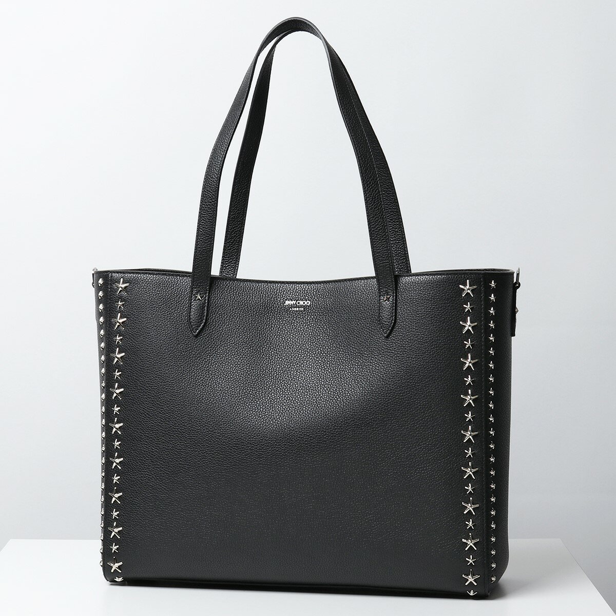 Jimmy Choo ジミーチュウ DEELAN UUF レザー スタースタッズ トートバッグ ハンドバッグ BLACK/SILVER 鞄 メンズ