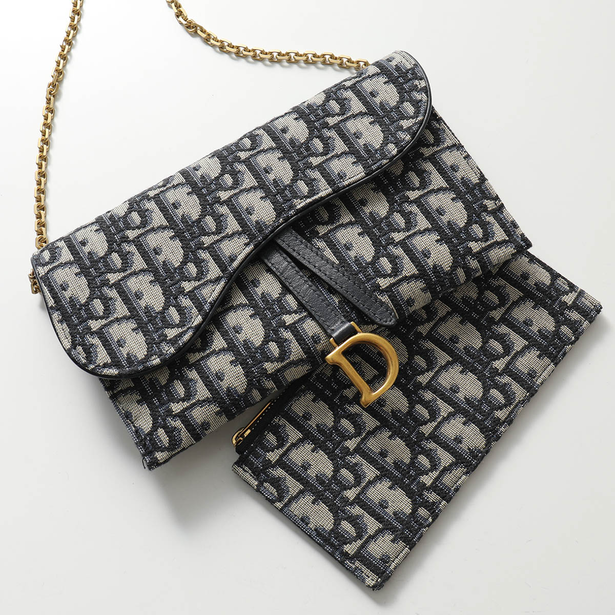 Dior ディオール S5614CTZQ SADDLE OBLIQUE サドルウォレット ショルダーウォレット チェーンバッグ ポシェット ポーチ付き 928/Bleu-Multic 鞄 レディースのサムネイル
