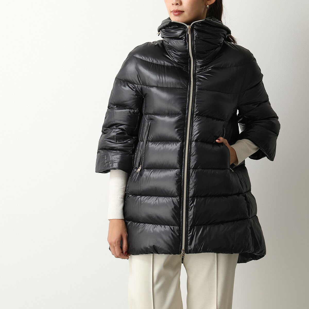 HERNO ヘルノ PI0001DIC 12017 ICONICO イコニコ 七分袖 ダウンコート ダウンジャケット ミディアム 9300 レディース