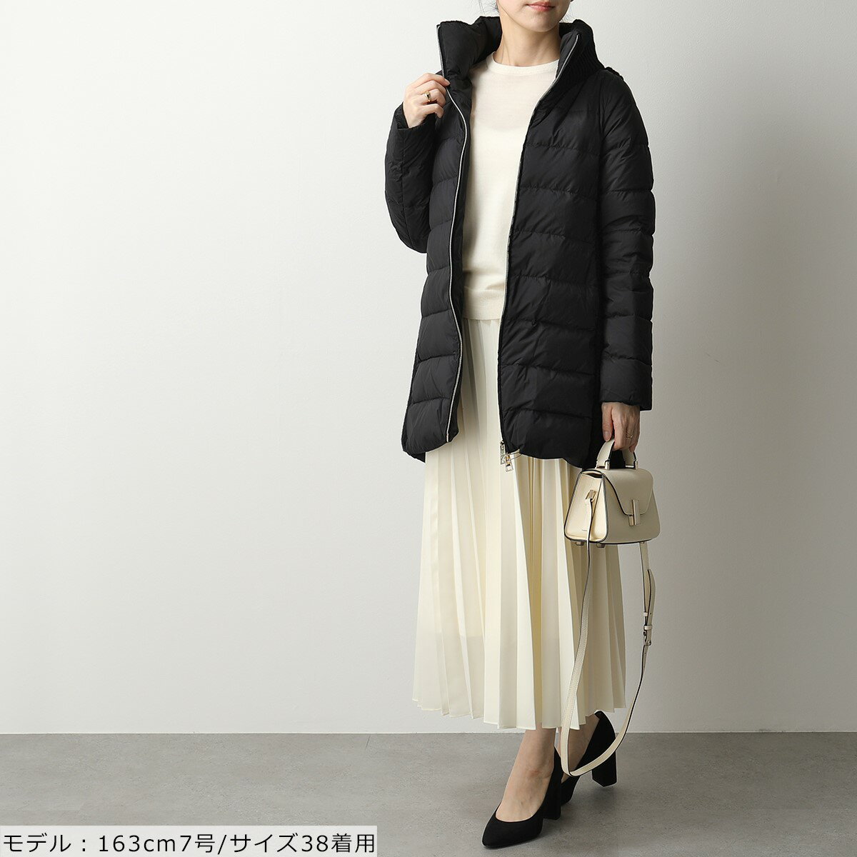 HERNO ヘルノ MP0002D 70011 ダウンコート ウール切り替え スタンドカラー ダウンジャケット ミドル丈 9300 レディース