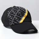 FENDI フェンディ FXQ768 AEVF F0A2Y マルチカラーキャンバス ベースボールキャップ 帽子 FFロゴ ズッカ柄 GREY+BLACK+YELLOW メンズ
