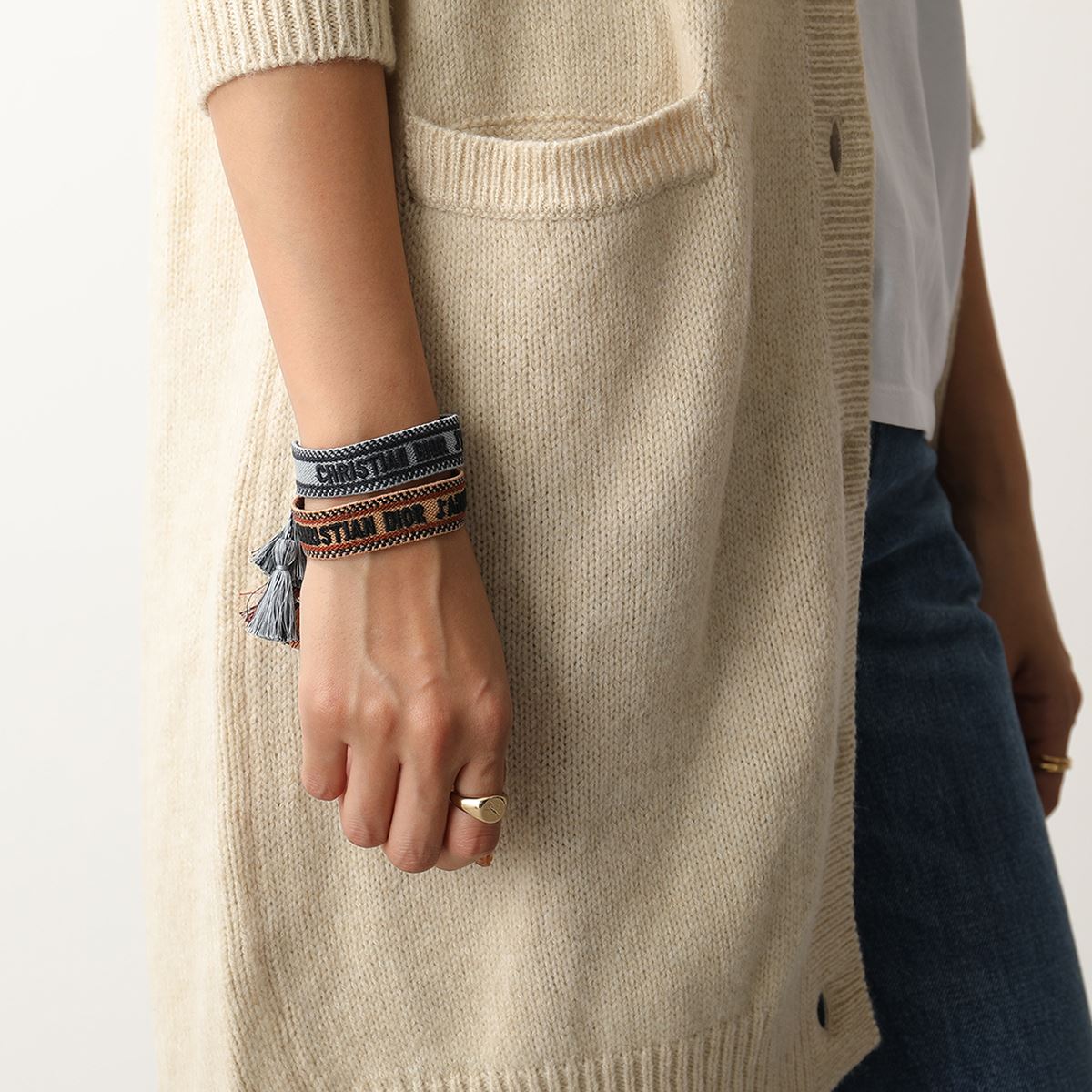 【エントリーでポイント最大7倍！5日18時〜23時59まで】Dior ディオール B0961 ADRCO Textile J’Adior Bracelet ブレスレット ミサンガ 2点セット 845/Orange-Blue レディース