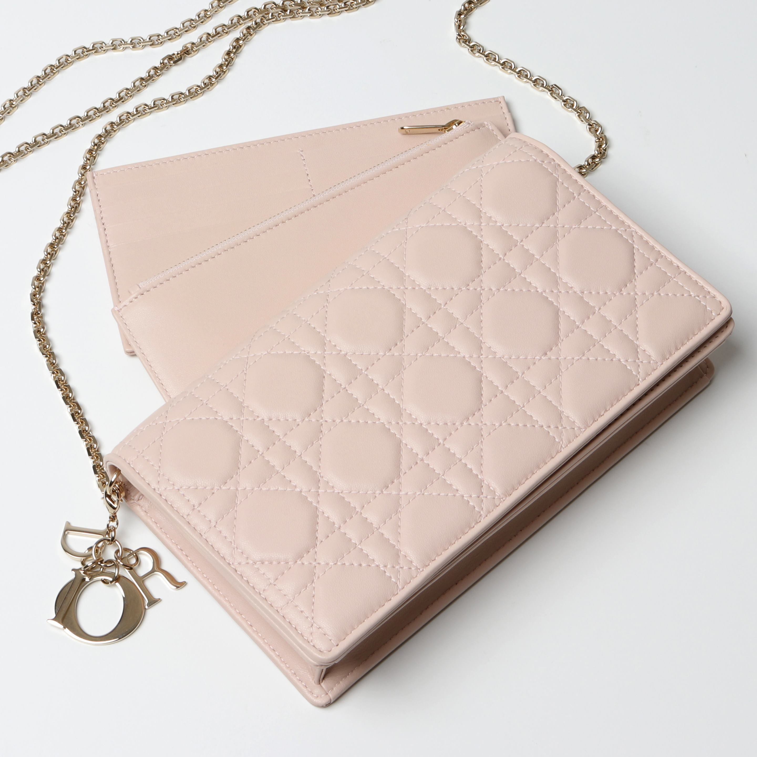 Dior ディオール S0204ONMJ LADY DIOR レザー ポーチ ショルダーバッグ ポシェット クラッチバッグ ショルダーウォレット 鞄 413/Rose-poudre レディースのサムネイル