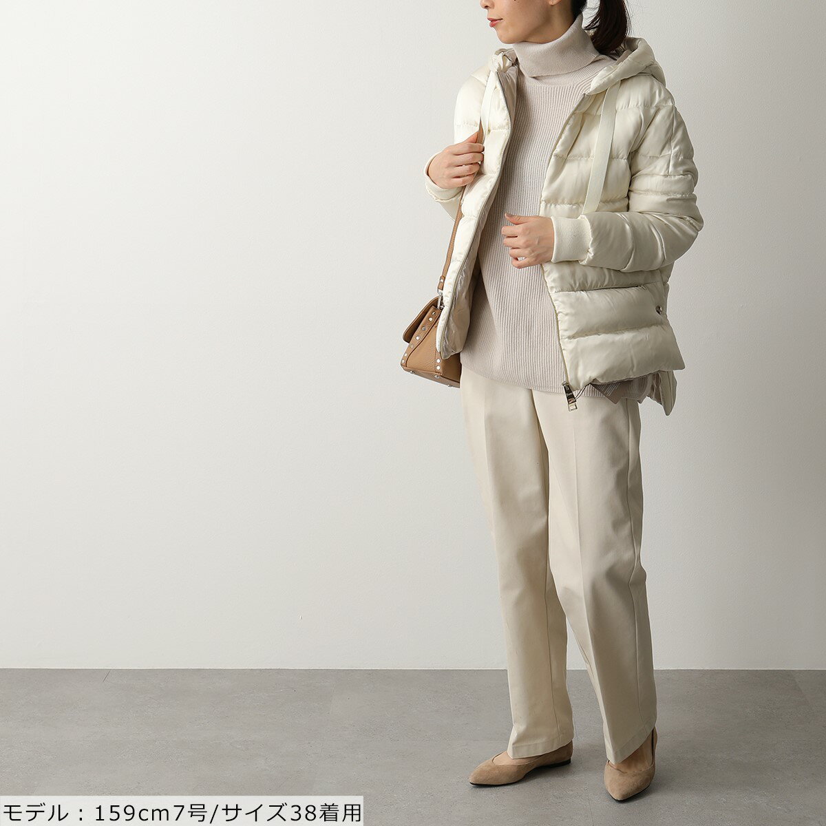 【訳有】HERNO ヘルノ PI059DR 12348 Resort リゾート ショート丈 ダウンジャケット リブ袖ニット ブルゾン フード フーディ スリット 1010 レディース