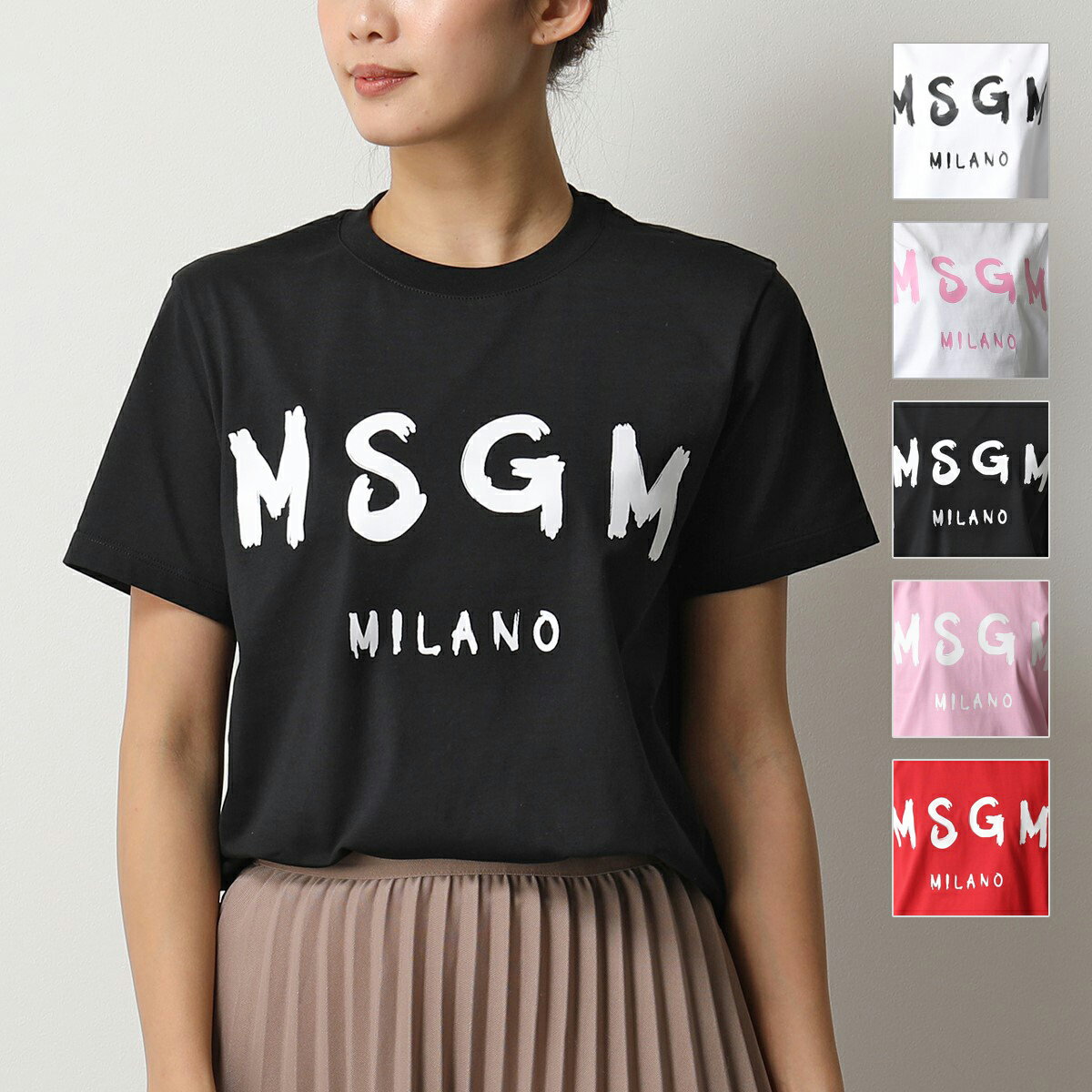 MSGM エムエスジーエム Tシャツ 3441MDM510 2000MDM510 レディース 半袖 ペイントロゴ クルーネック コットン カラー5色のサムネイル