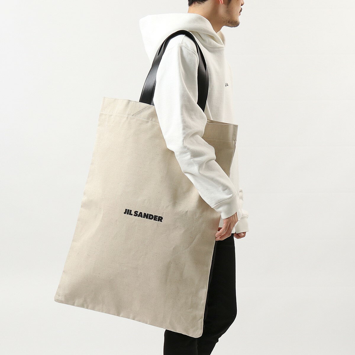 JIL SANDER ジルサンダー JSPP850341 WPB73006 フラットショッパーLG キャンバス トートバッグ ロゴバッグ 鞄 102 メンズのサムネイル