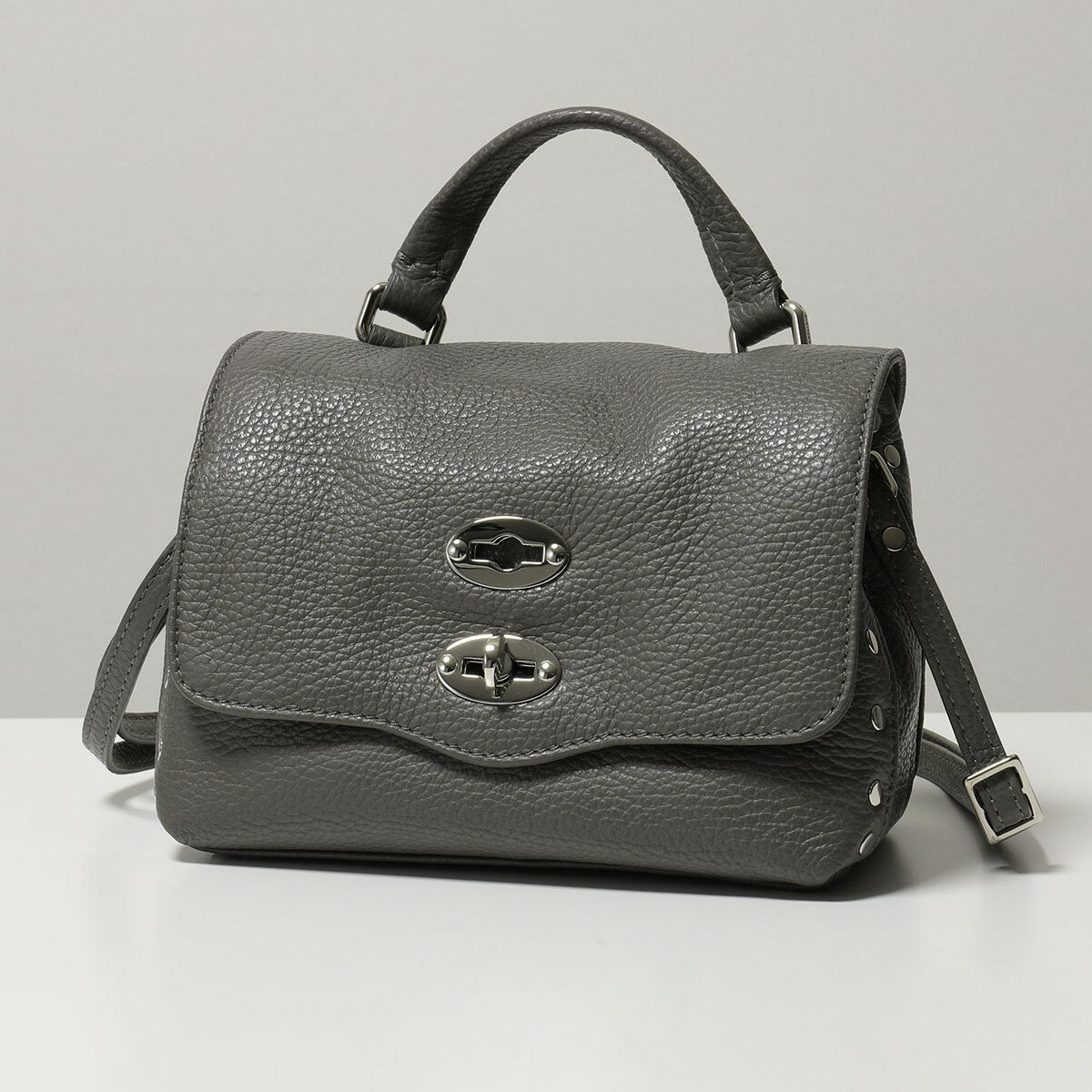ZANELLATO ザネラート 06262 18 POSTINA BABY ポスティーナ スタッズ レザー ポストマン ショルダーバッグ ポシェット 鞄 21/MONTEBIANCO レディース