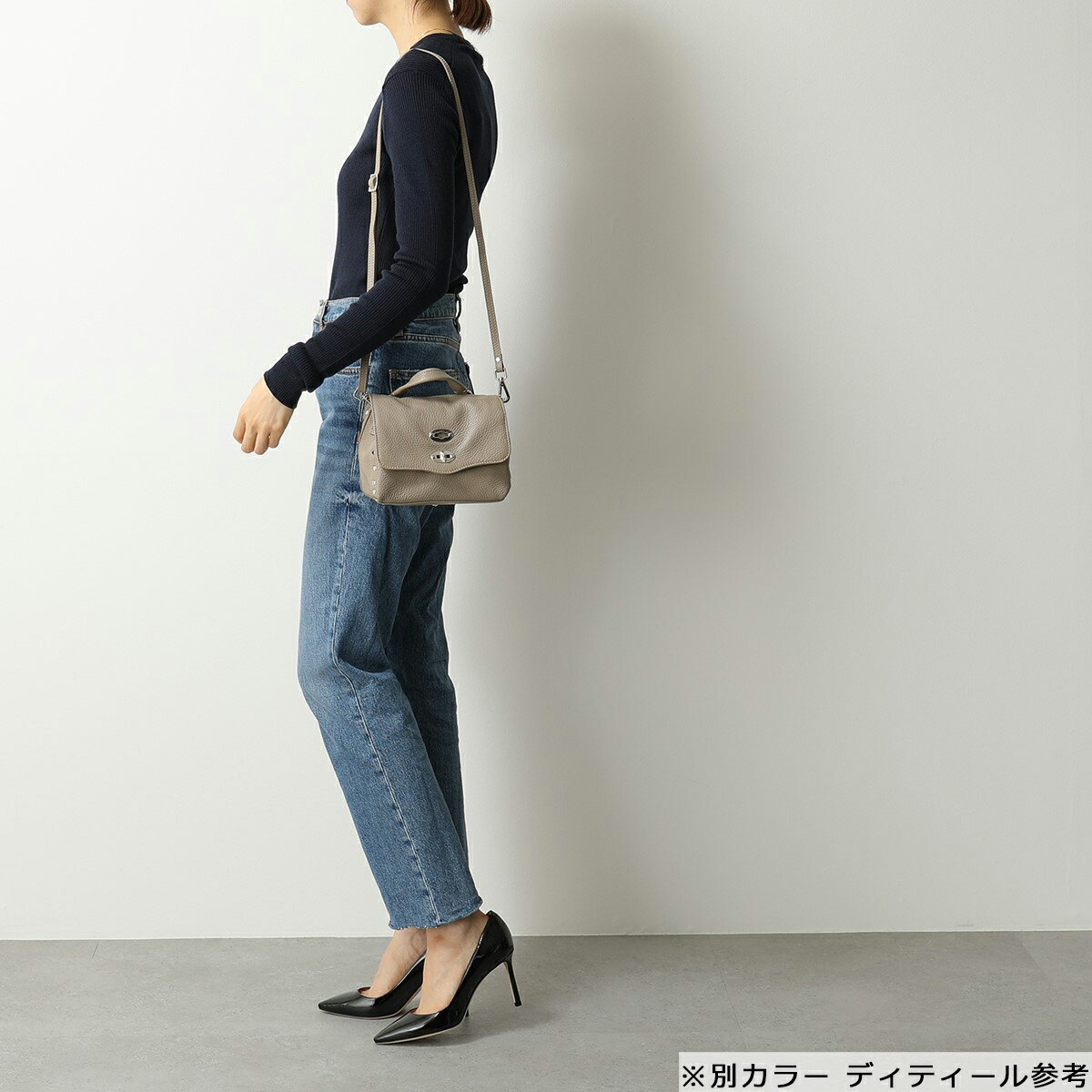 ZANELLATO ザネラート 06262 18 POSTINA BABY ポスティーナ スタッズ レザー ポストマン ショルダーバッグ ポシェット 鞄 21/MONTEBIANCO レディース
