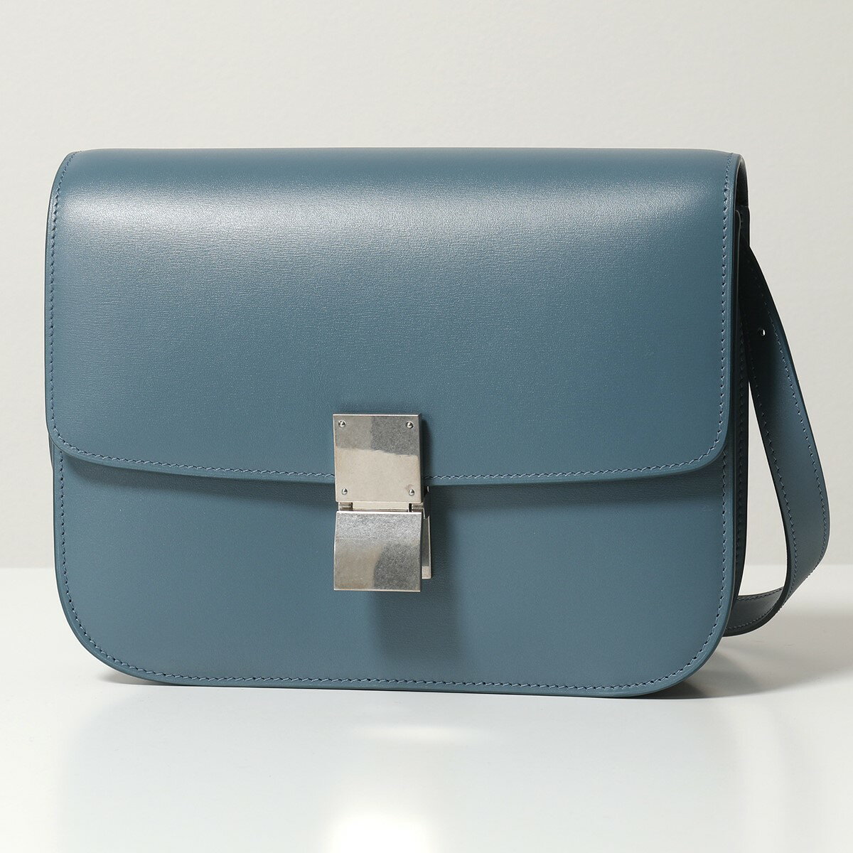 CELINE セリーヌ 189173DLS.07SU CLASSIC BOX Medium クラシックボックス ミディアム レザー ショルダーバッグ ポシェット 鞄 Slate-blue レディースのサムネイル