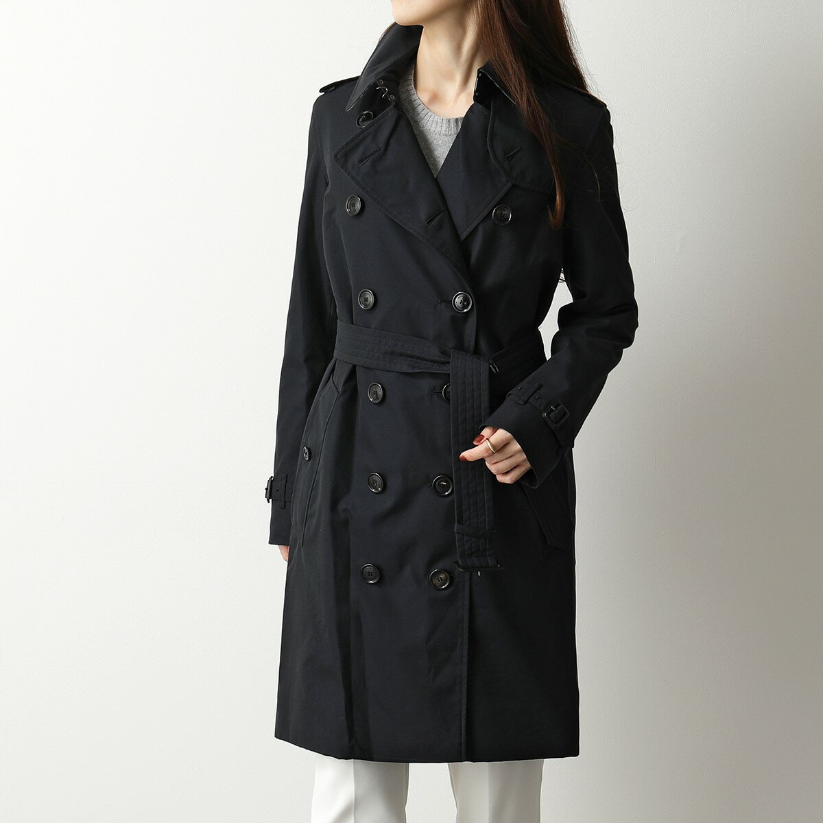 BURBERRY バーバリー トレンチコート kensington ケンジントン 4073371 レディース セミロング スプリングコート ジャケット レギュラー MID-NIGHTのサムネイル