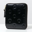 コム デ ギャルソン 二つ折り財布 レディース COMME des GARCONS コムデギャルソン SA2100NE POLKA DOTS EMBOSSED エナメル ラウンドファスナー 二つ折り財布 ドット BLACK レディース