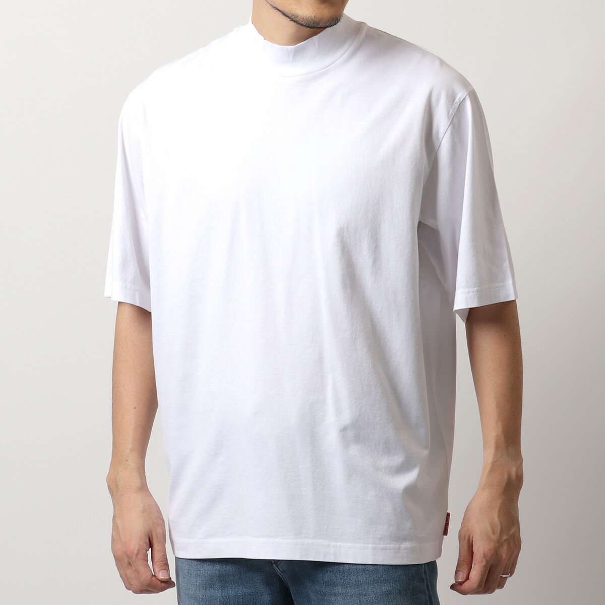 Acne Studios アクネストゥディオズ FN MN TSHI000135 モックネック 半袖 Tシャツ カットソー コットン オーバーサイズ Optic-White メンズ【2021ss】