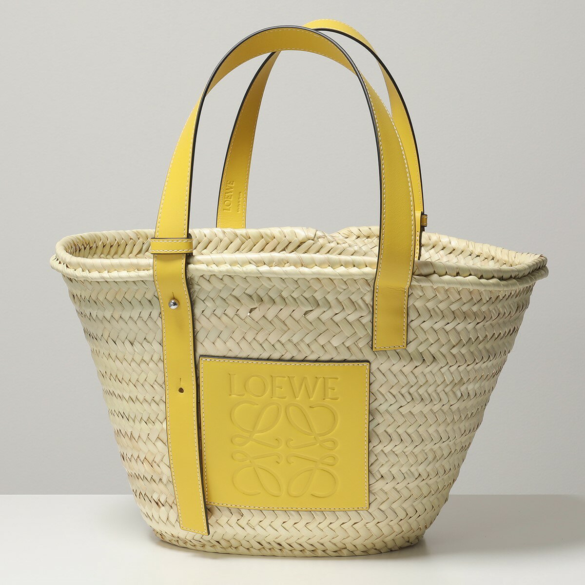 LOEWE ロエベ 327.02.S92 BASKET BAG バスケットバッグ ラフィア×レザー カゴバッグ かご 鞄 8100/YELLOW レディースのサムネイル