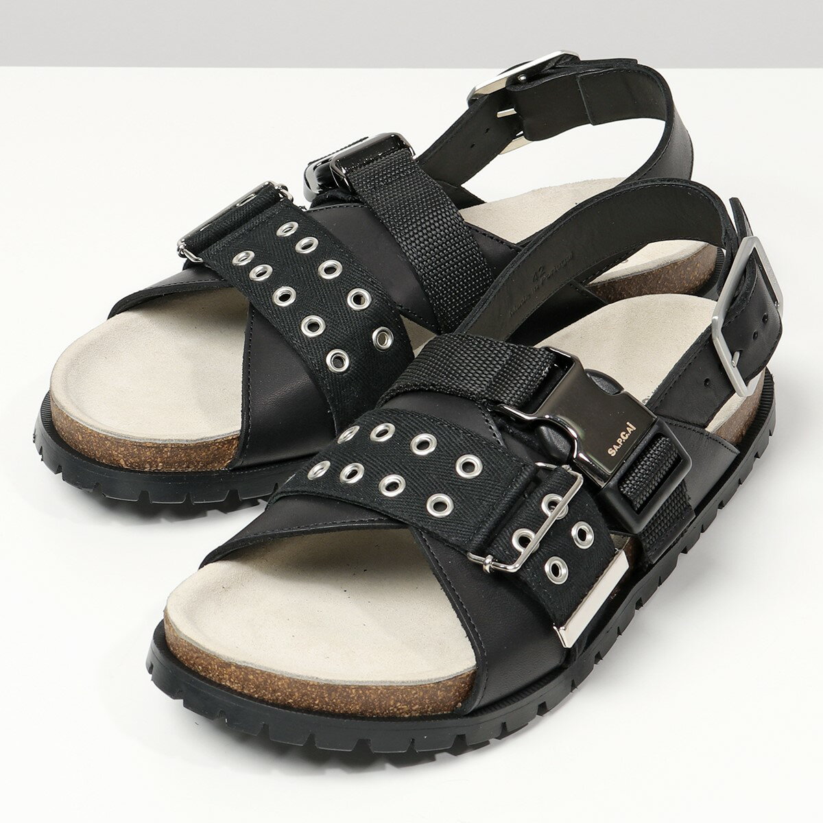sacai サカイ APC A.P.C. アーペーセー コラボ PXBPM H51038 Jules レザー サンダル フラット Vibramソール バックル ストラップ 靴 LZZ/NOIR メンズのサムネイル
