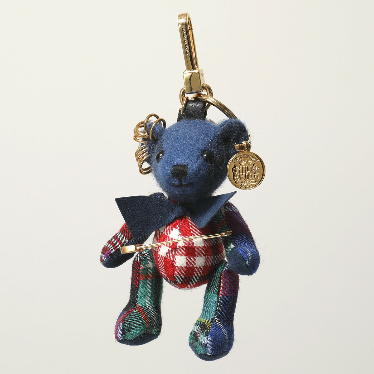 BURBERRY バーバリー 8000075 THOMAS PIN PUNK トーマスベア ピン パンク テディベア ボウタイ 蝶ネクタイ チェック バッグチャーム キーホルダー A1183/CADET-BLUE レディースのサムネイル