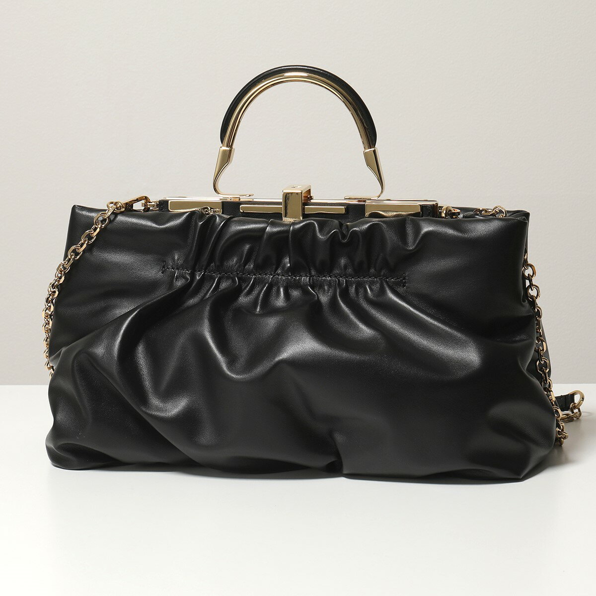 ZANCHETTI ザンケッティ AMPU716 AMLETO PUFFY アムレット パフィ レザー ハンドバッグ チェーン ショルダーバッグ クラッチ ポシェット 鞄 010LT レディースのサムネイル
