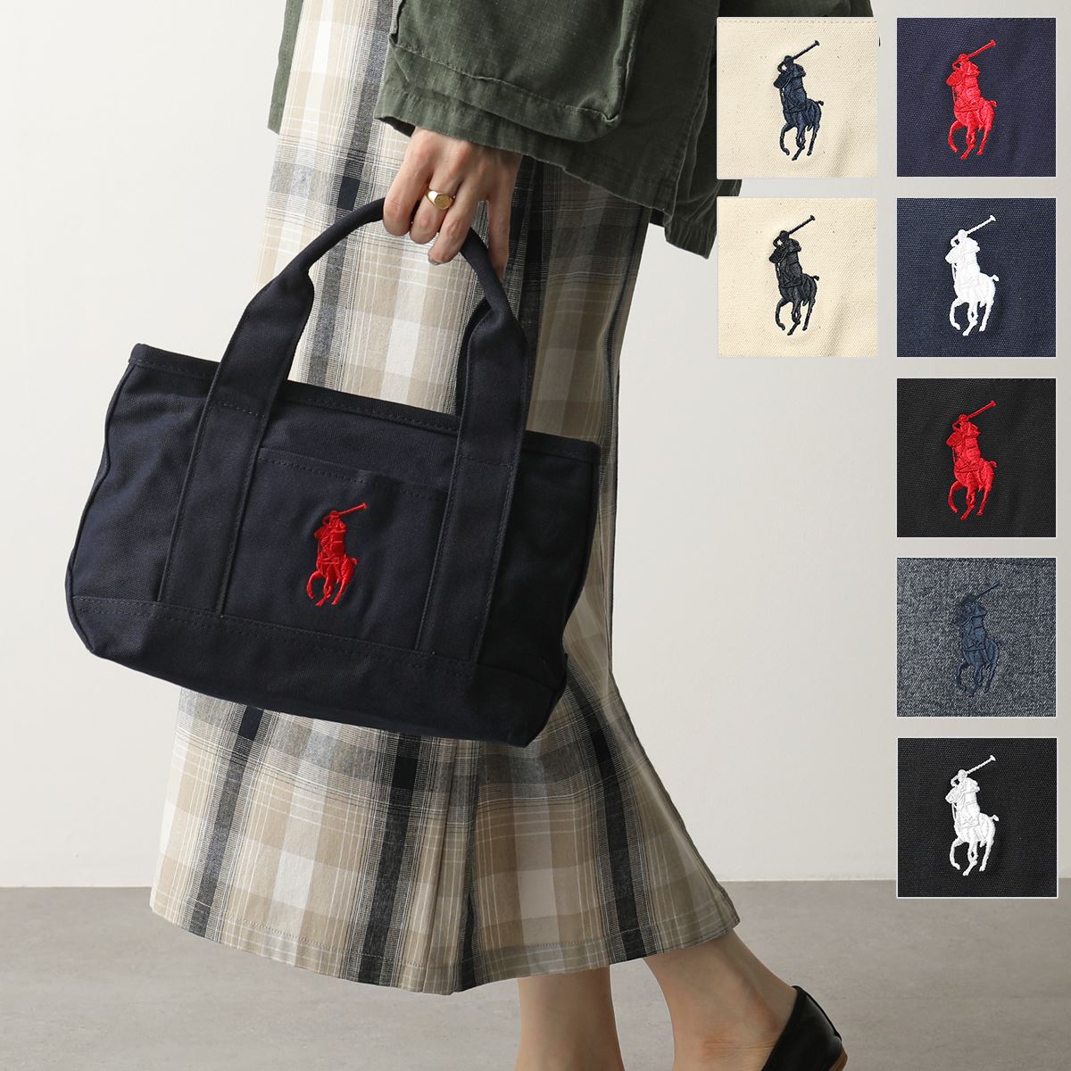 POLO Ralph Lauren ポロラルフローレン トートバッグ ハンドバッグ カラー7色 レディース SMALL TOTE スモール ビッグポニー 刺繍 キャンバス 鞄のサムネイル