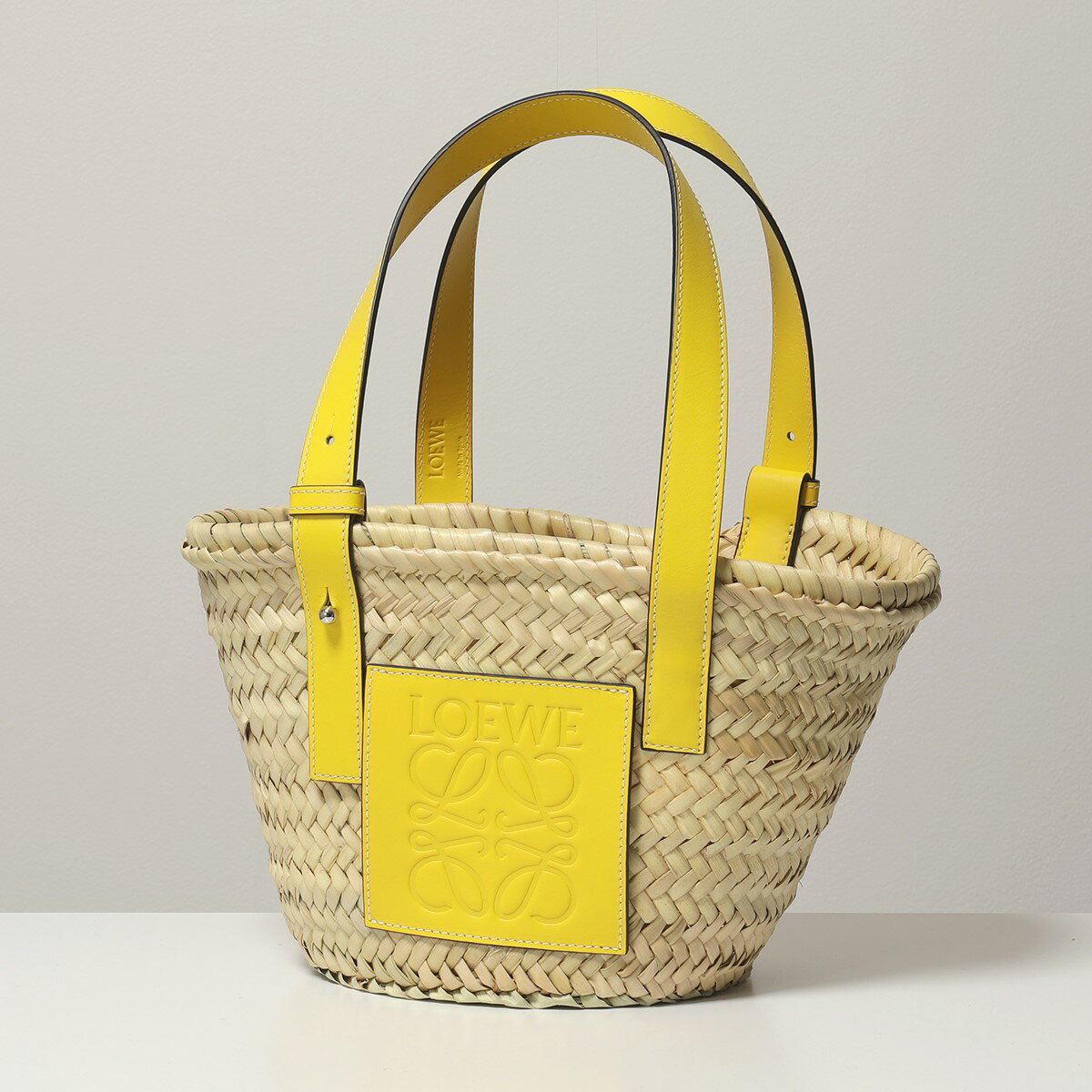 LOEWE ロエベ 327.02.S93 BASKET SMALL BAG ラフィア×レザー カゴバッグ かご バスケット トート 鞄 8100/YELLOW レディースのサムネイル