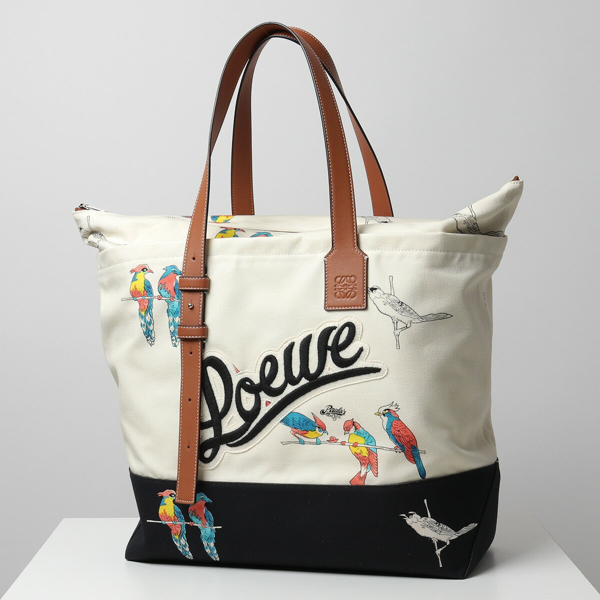 LOEWE ロエベ B887J09X03 ジップトート プリントキャンバス×レザー トートバッグ ショッピングバッグ ロゴ刺繍 鞄 2370/ECRU レディースのサムネイル