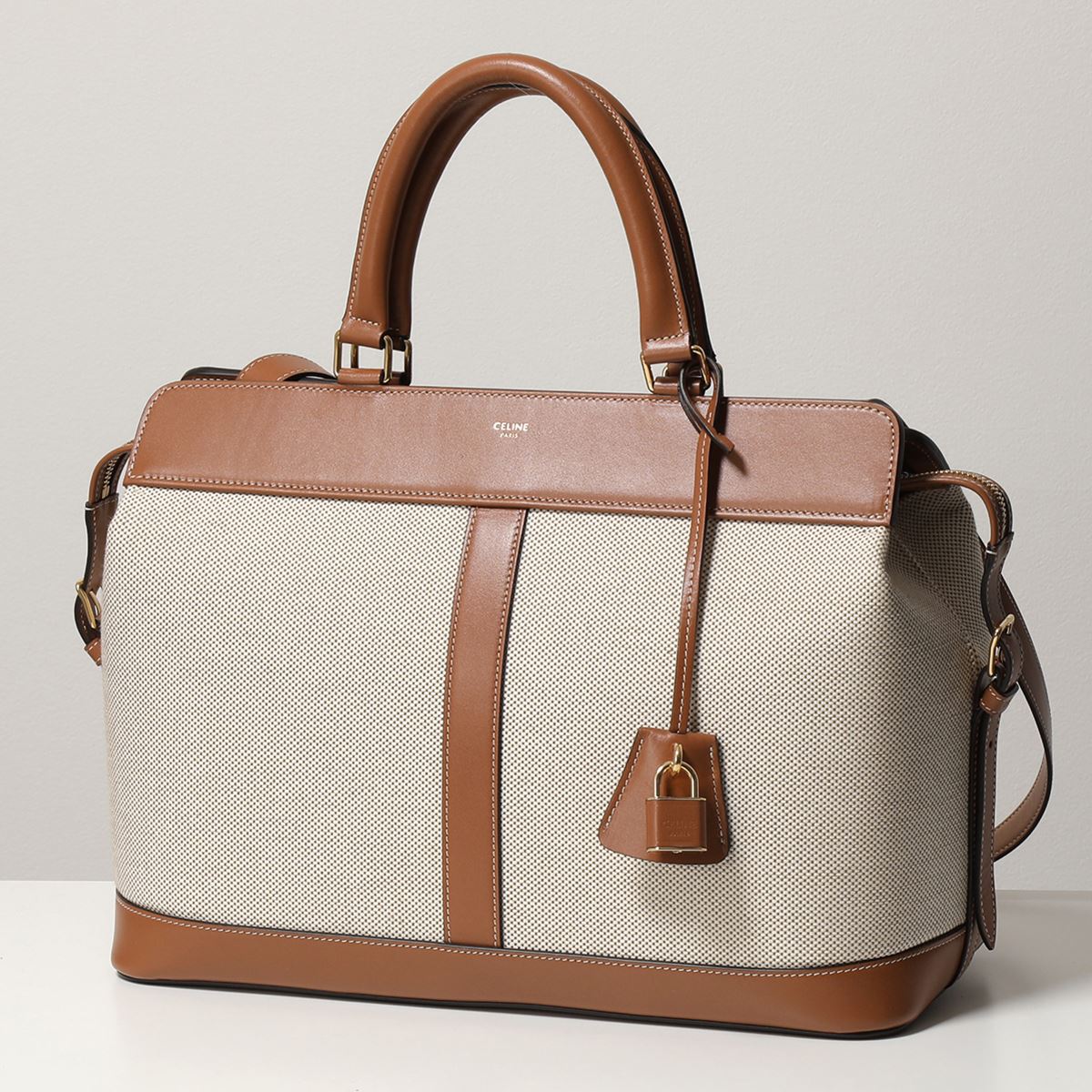 CELINE セリーヌ 192662CQY.02NT MEDIUM CABAS DE FRANCE ミディアム カバ ドゥ フランス キャンバス レザー ハンドバッグ ショルダーバッグ 鞄 Natural-Tan レディースのサムネイル