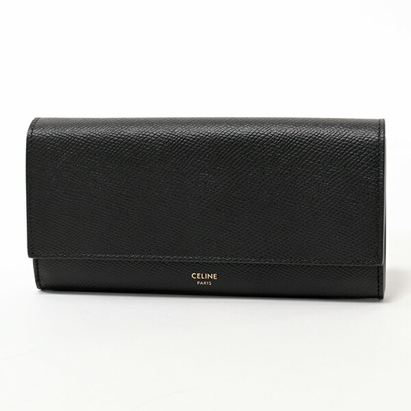 CELINE セリーヌ 10B563BEL.38NO Large Flap Wallet レザー 二つ折り長財布 Black レディースのサムネイル