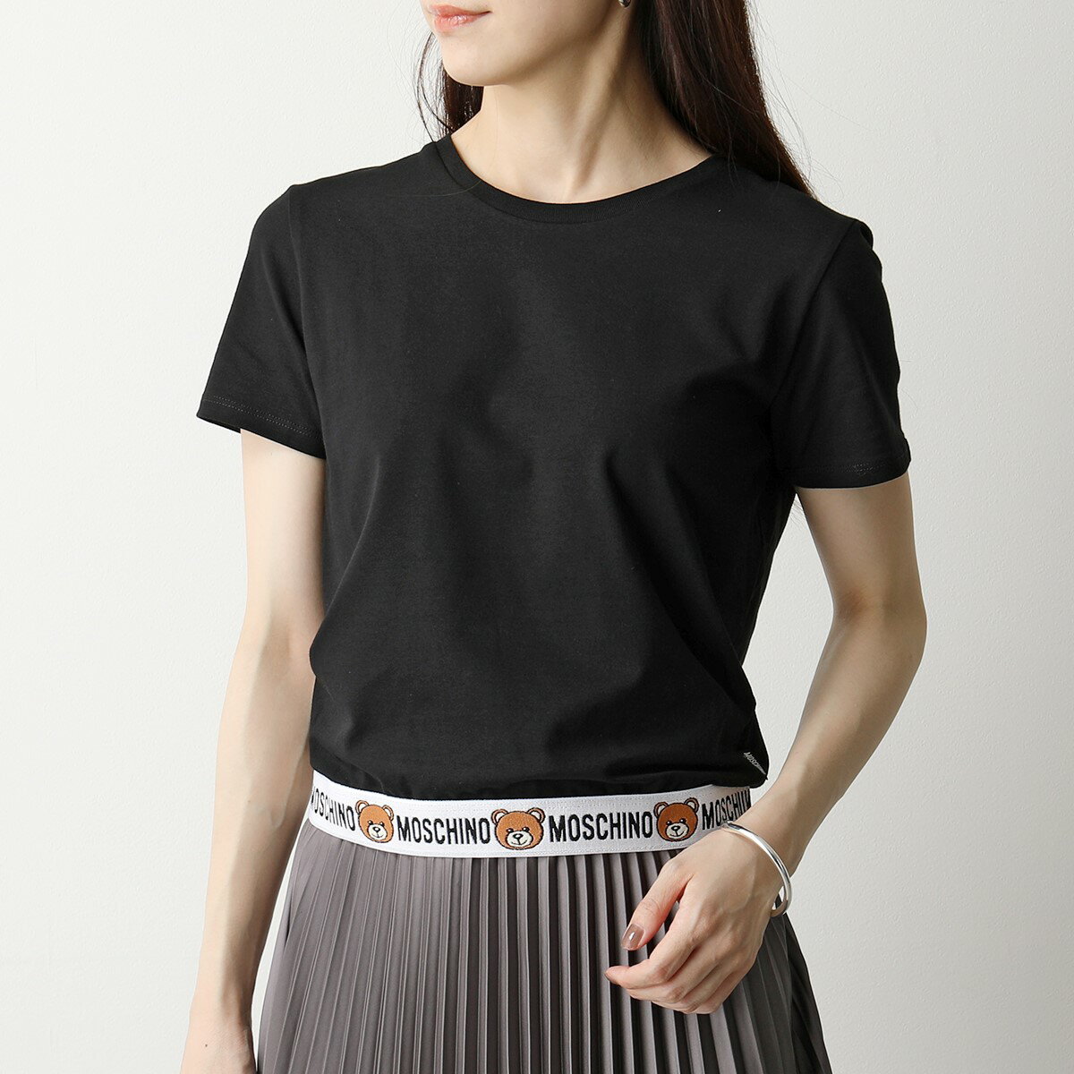 MOSCHINO UNDERWEAR モスキーノ アンダーウェア 1908 9003 半袖 Tシャツ カットソー ロゴT クルーネック くま テディベア 0555 レディース【2021ss】【cp_tops】