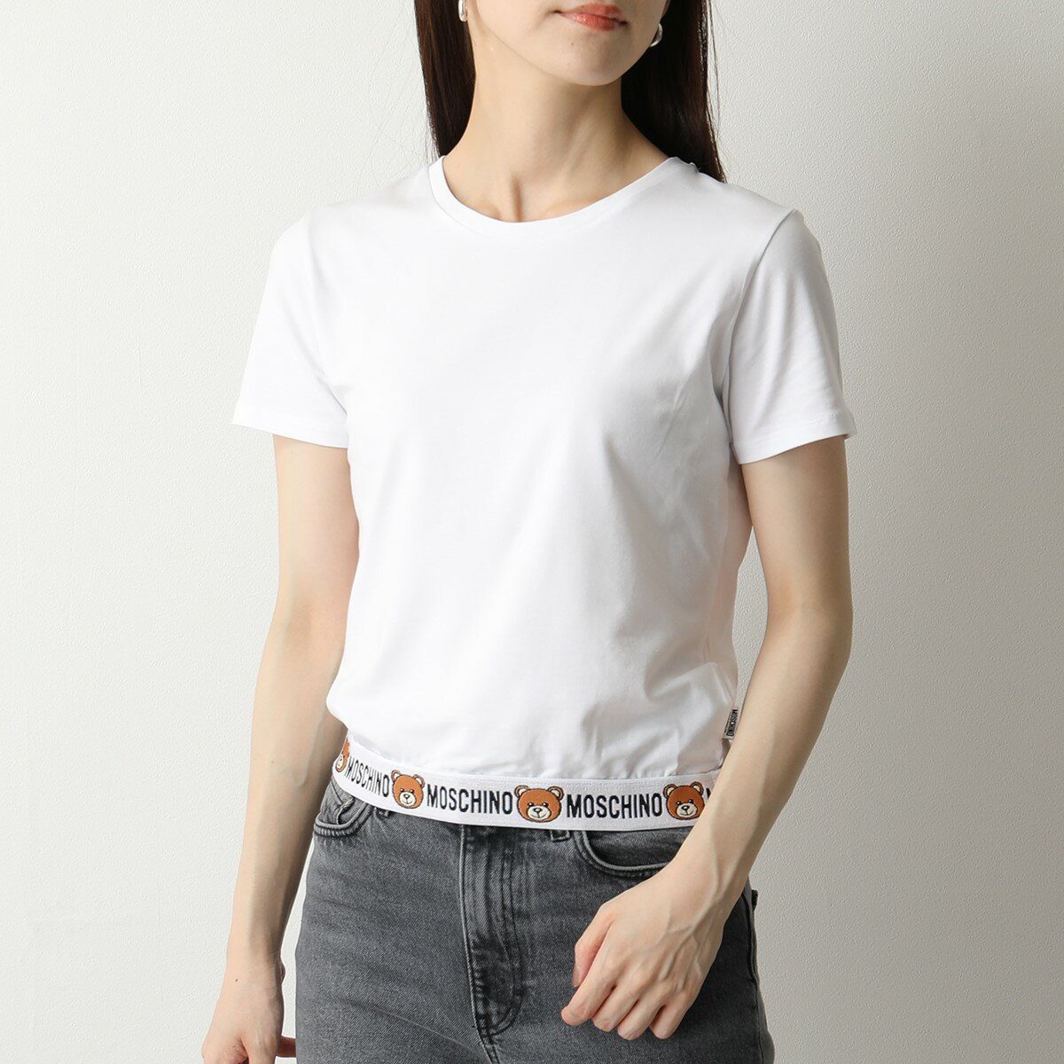 MOSCHINO UNDERWEAR モスキーノ アンダーウェア 1908 9003 半袖 Tシャツ カットソー ロゴT クルーネック くま テディベア 0001 レディース【2021ss】【cp_tops】