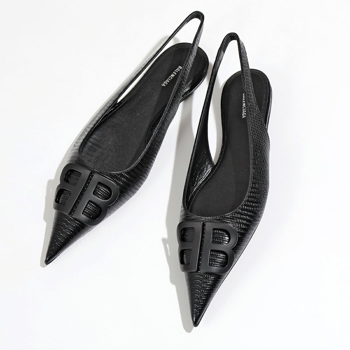 BALENCIAGA バレンシアガ 596100 WA9B1 BB SLING ミュール フラット バックストラップ レザー ポインテッドトゥ 靴 1000/BLACK-BLACK レディースのサムネイル