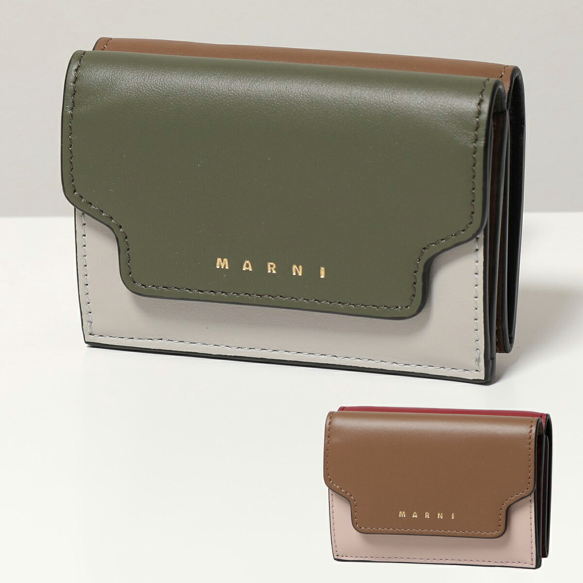 MARNI マルニ 三つ折り財布 PFMOW02U23 LV589 レディース レザー バイカラー ミニ財布 カラー2色【cp_fivee】