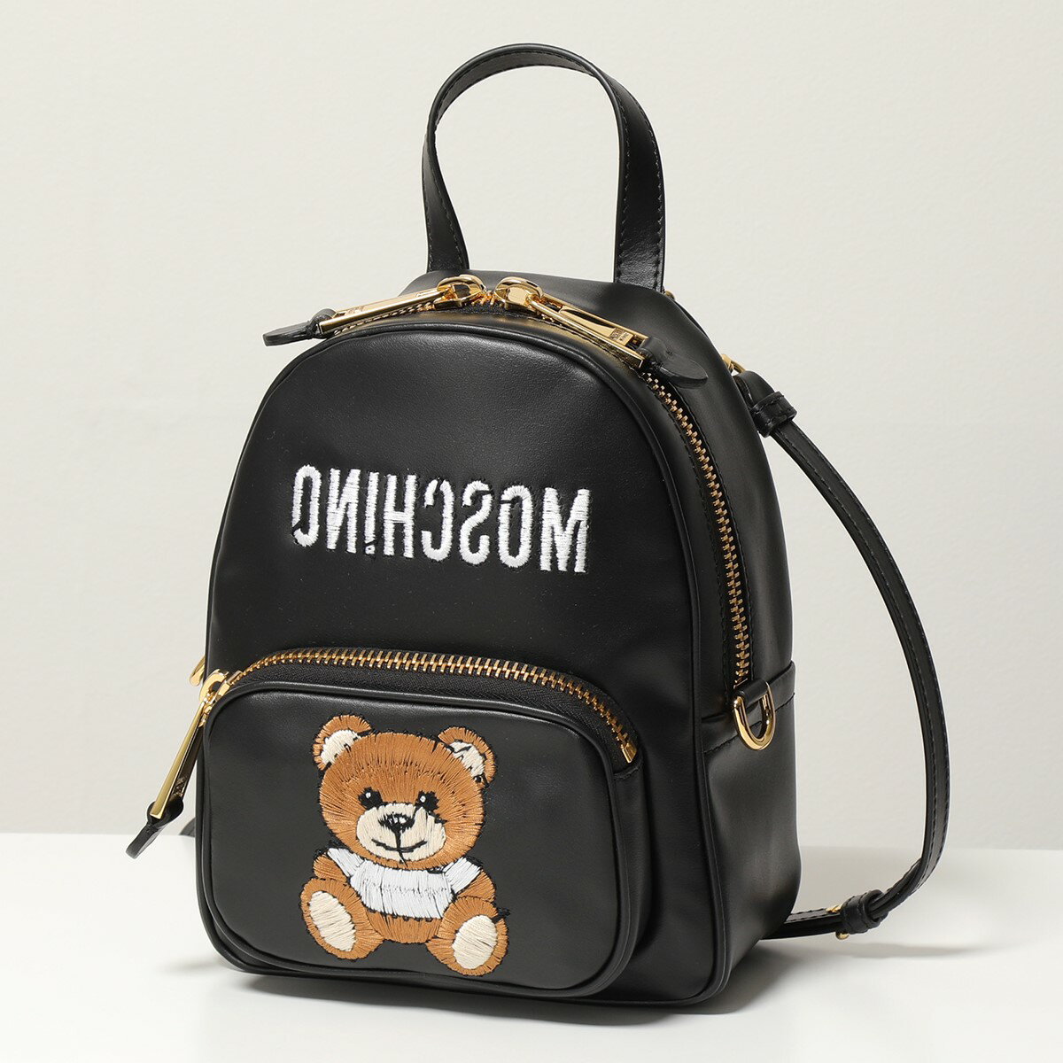 MOSCHINO COUTURE! モスキーノ クチュール A7636 8001 テディベア レザー バックパック ミニリュック ショルダーバッグ 鞄 0555 レディースのサムネイル