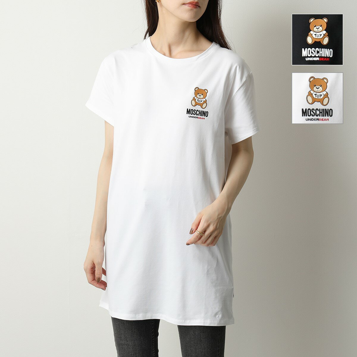 MOSCHINO モスキーノ UNDERWEAR モスキーノ アンダーウェア 1910 9021 カラー2色 半袖 Tシャツ ワンピース チュニック カットソー ロゴ テディベア くま レディース【cp_tops】
