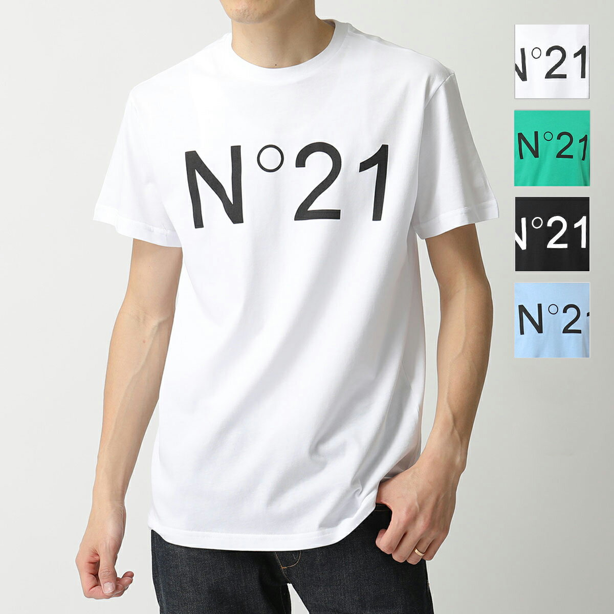 N°21 ヌメロ ヴェントゥーノ F021 6332 6317 カラー4色 半袖 Tシャツ クルーネック カットソー ロゴT メンズのサムネイル