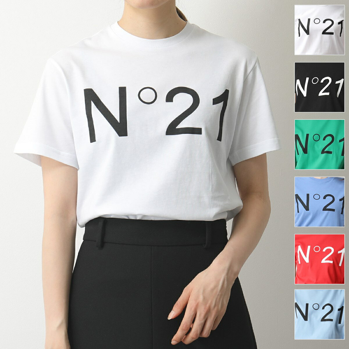N°21 ヌメロ ヴェントゥーノ F021 6332 6317 カラー6色 半袖 Tシャツ クルーネック カットソー ロゴ レディースのサムネイル
