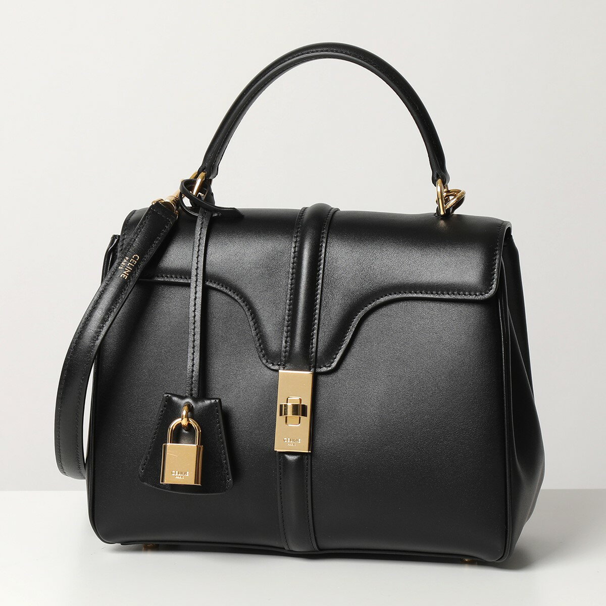 CELINE セリーヌ 188003BEY.38NO Small 16 セーズ スモール レザー ハンドバッグ ショルダーバッグ 鞄 Black レディース