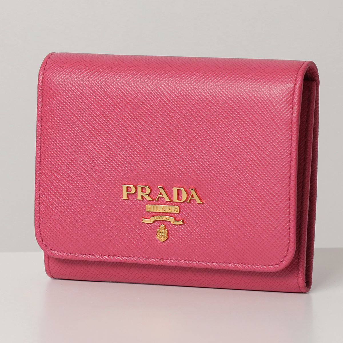 PRADA プラダ 1MH176 QWA SAFFIANO METAL カラー2色 サフィアーノレザー 三つ折り財布 ミディアム スモール財布 メタル ロゴ レディース