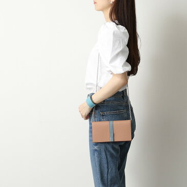 【ポイント10倍対象!24日(火)18時〜】LOEWE ロエベ 124.12.U51 BILLETERO CON CADENA ショルダーウォレット チェーン ポシェット 二つ折り長財布 鞄 7585/POWDER レディース【PT_10】