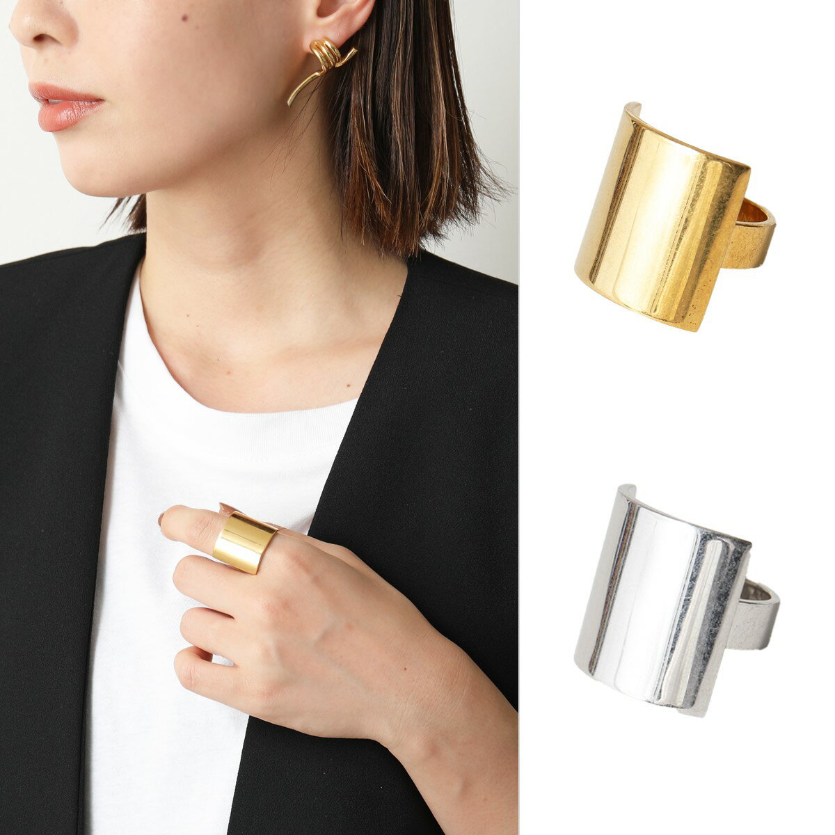 CELINE セリーヌ 46N136BRA old celine オールドセリーヌ カラー2色 Simple Forms Square Ring シンプル フォーム スクエア リング 指輪 アクセサリー レディースのサムネイル
