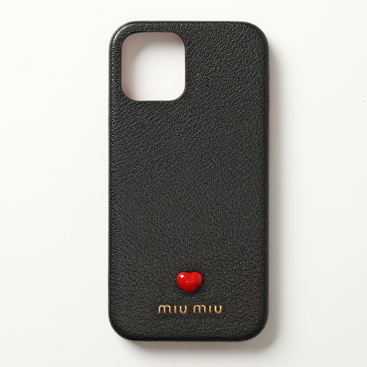 MIUMIU ミュウミュウ 5ZH129 2BC3 MADRAS LOVE iPhoneケース マドラスレザー ロゴ ハートモチーフ iPhone12/12Pro 専用ケース F0002/NERO レディースのサムネイル