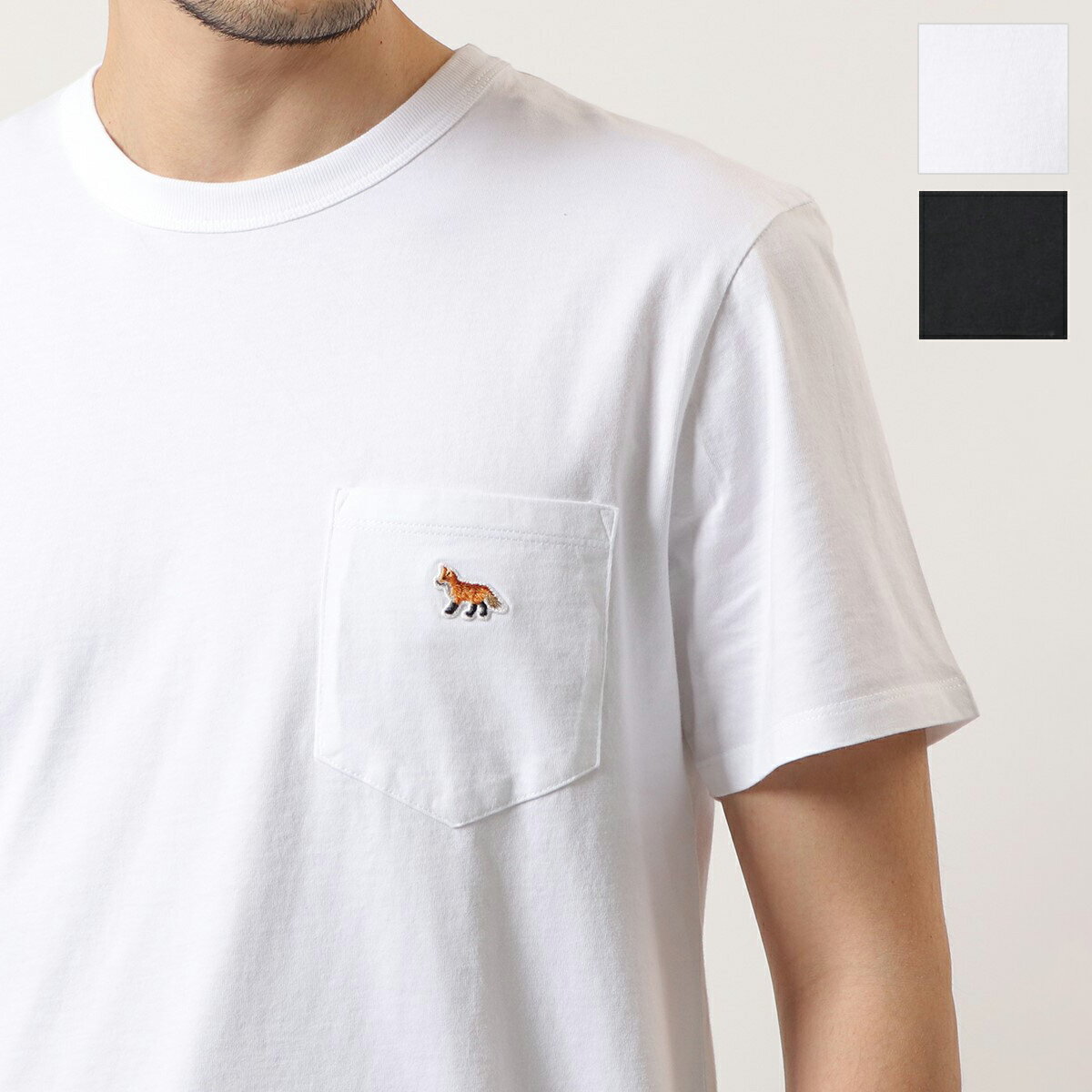 MAISON KITSUNE メゾンキツネ GM00116KJ0008 PROFILE FOX PATCH POCKET TEE-SHIRT メンズ 半袖 Tシャツ カットソー クルーネック ポケT カラー2色のサムネイル