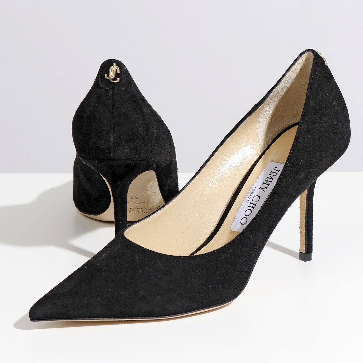 Jimmy Choo ジミーチュウ LOVE 85 BWJ JCロゴパーツ スウェードレザー ポインテッドトゥ ハイヒール パンプス BLACK レディースのサムネイル