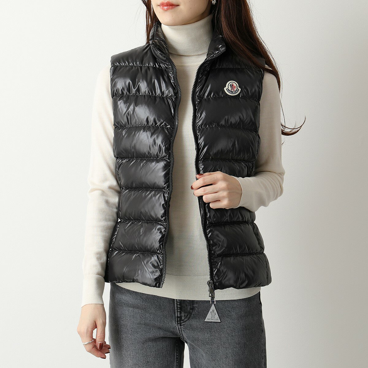 MONCLER モンクレール 1A52500 68950 GHANY ガニー ナイロン ダウンベスト ジレ スタンドカラー アイコンパッチ 999 レディース